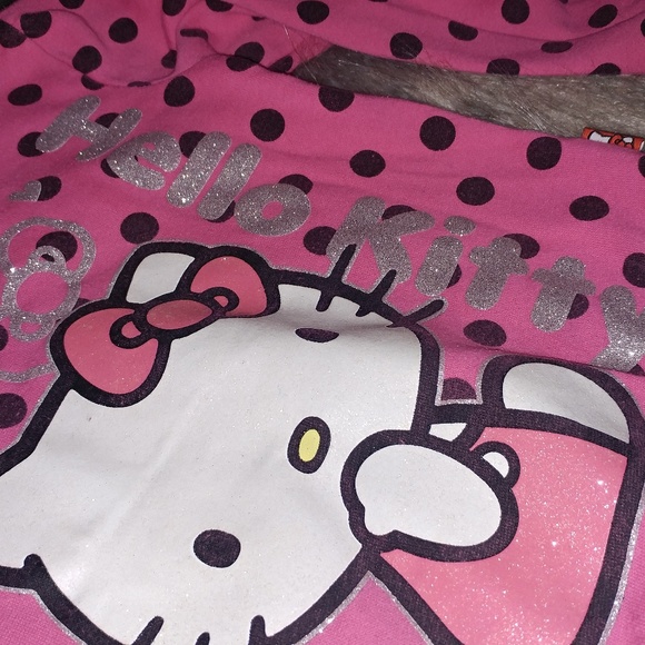Sanrio Hello Kitty • Girls Pink Polka Dot Glitter Sparkly Sweatshirt size 5 - Picture 3 of 5